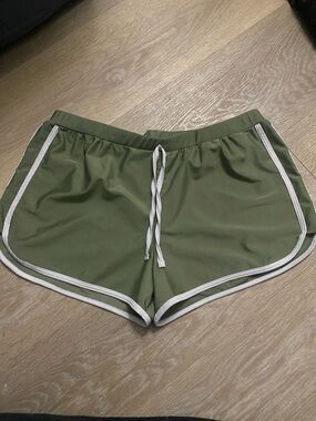 Women’s Olive Green Drawstring Athletic Shorts